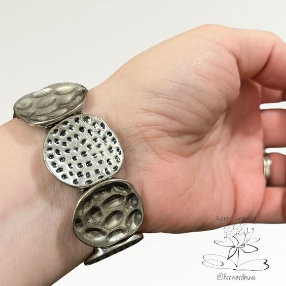 Bundle Sale 3 for $15 | Hammered Metal Bracelet | Acceptable Condition - Picture 3 of 6